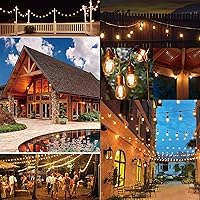 Vista 7 de Cadena de luces LED para exteriores de 100 pies de grado comercial resistente con 30 enchufes, 32 bombillas de plástico inastillables, incluye 2