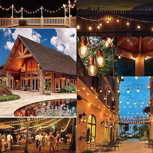 Miniatura 7 de Cadena de luces LED para exteriores de 100 pies de grado comercial resistente con 30 enchufes, 32 bombillas de plástico inastillables, incluye 2