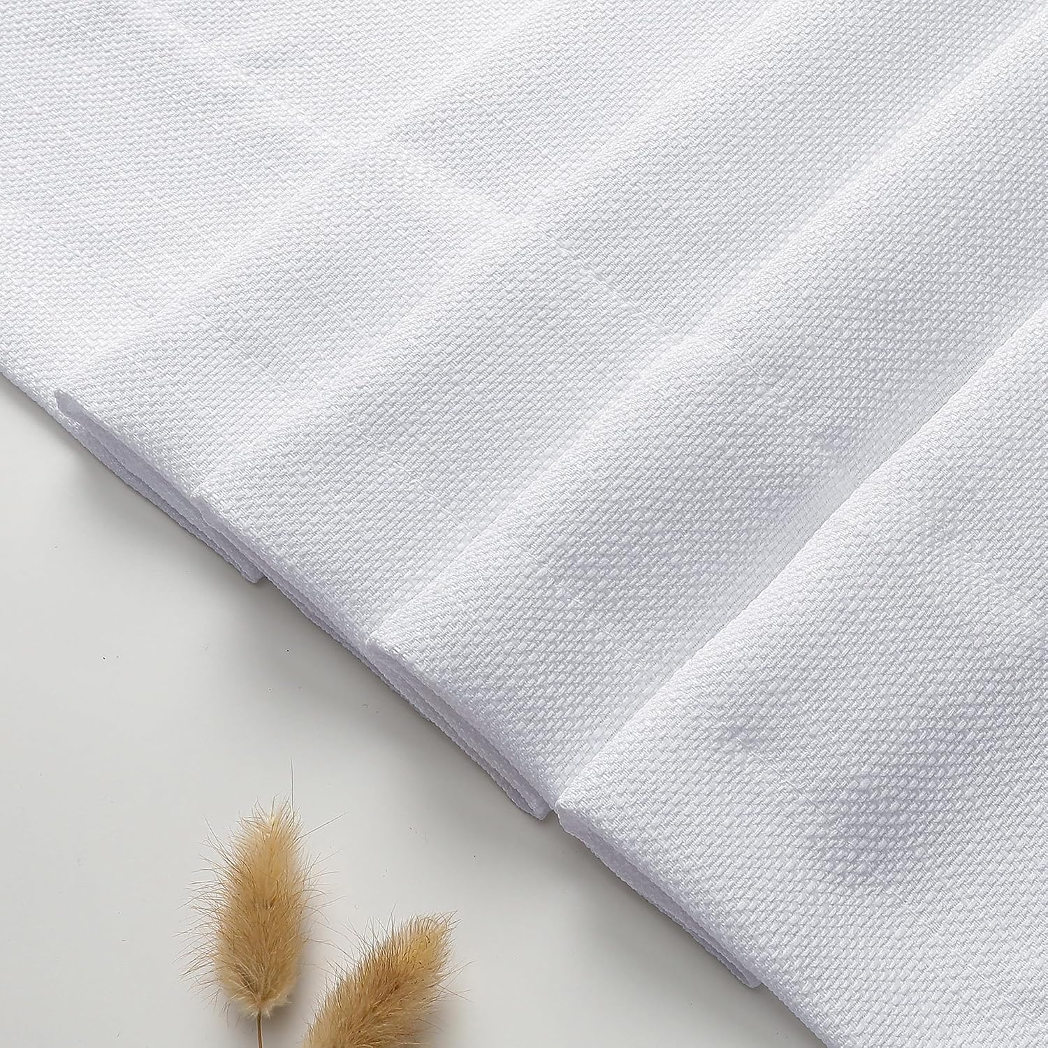 White Valances for Windows, Faux Linen Textured Short Curtains for Bathroom Basement Cafe Small Window, Modern Solid Rod Pocket Half Curtains Drapes, White, 1 Pcs Each 60Wx16L Inch