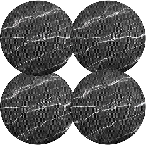 Miniatura 2 de Juego de 6 manteles individuales de mármol negro, antideslizantes, resistentes al calor, para mesa de madera para cocina, juego de 6