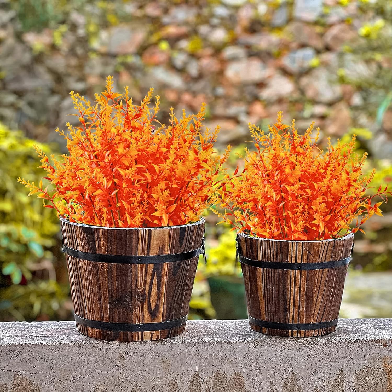 10 Bundles Artificial Fall Flowers for Outdoors,UV Resistant Fake Lavender Flowers Outdoor Faux Plastic Plants Flower for Indoor Outdoor Home Decoration(Gold Yellow) - Image 6