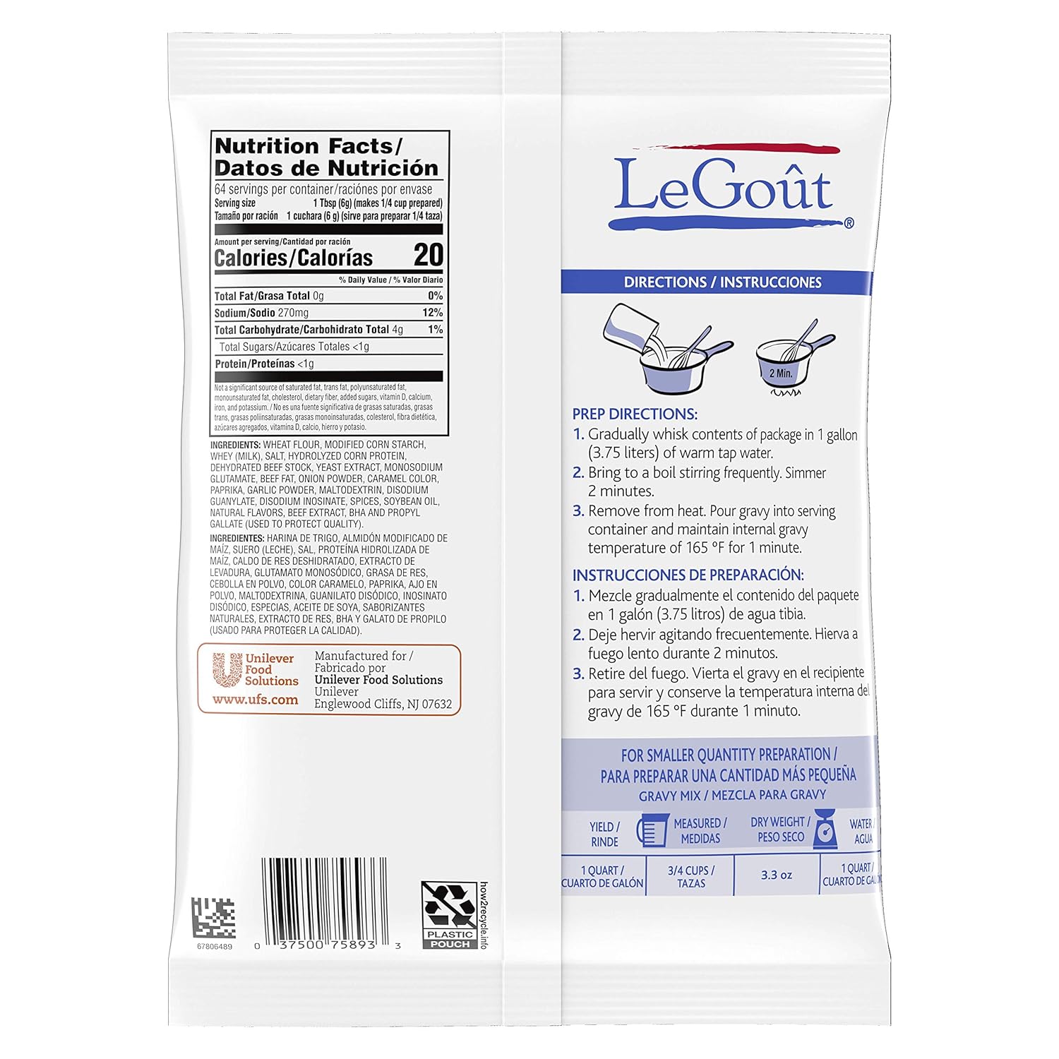 LeGout Brown Instant Gravy Mix 0g Trans Fat, 13.29 oz, Pack of 8