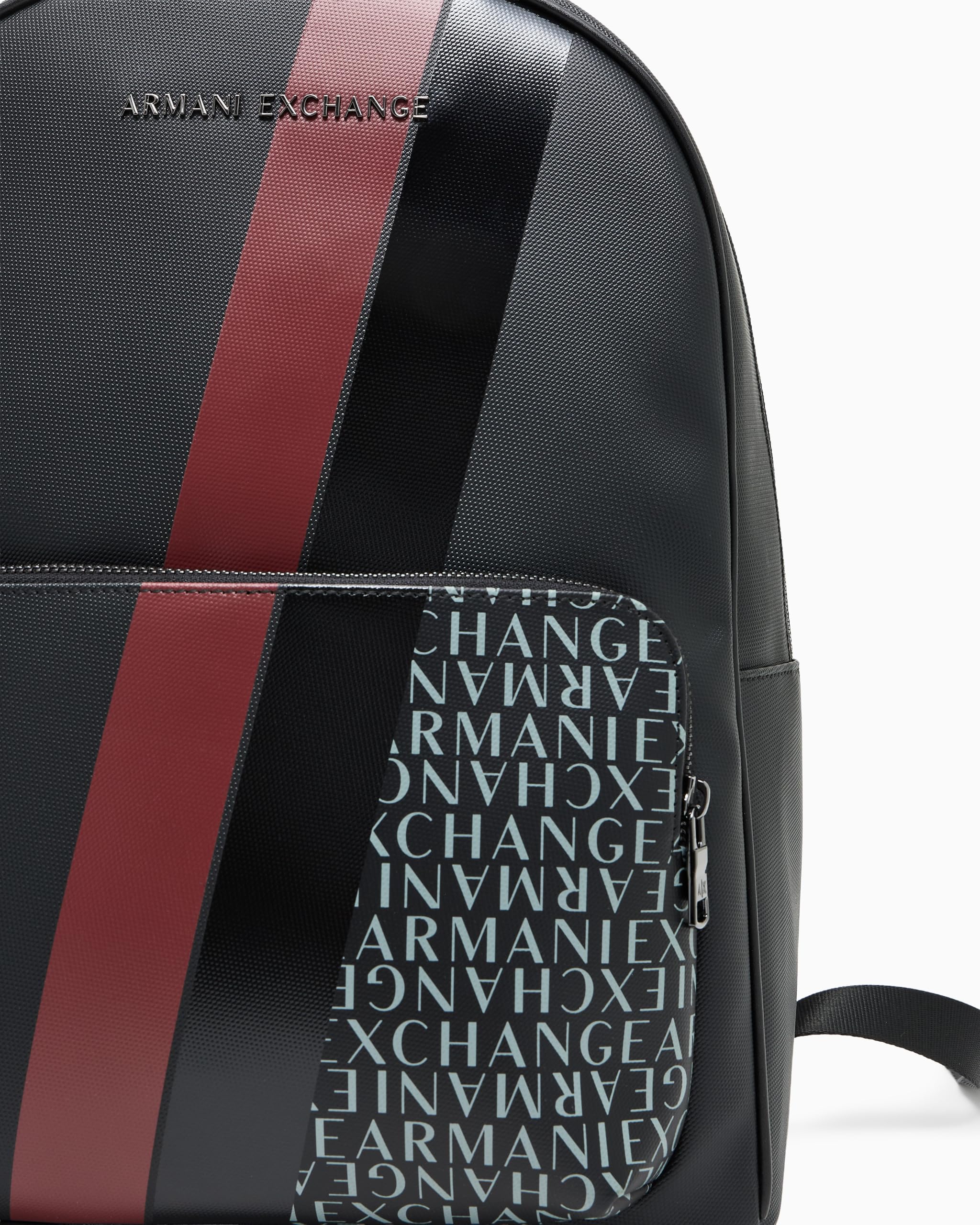 Armani Exchange Zaino da uomo Essential, Dylan, con logo stampato, nero/pomegranate, Black/Pomegranate, taglia unica