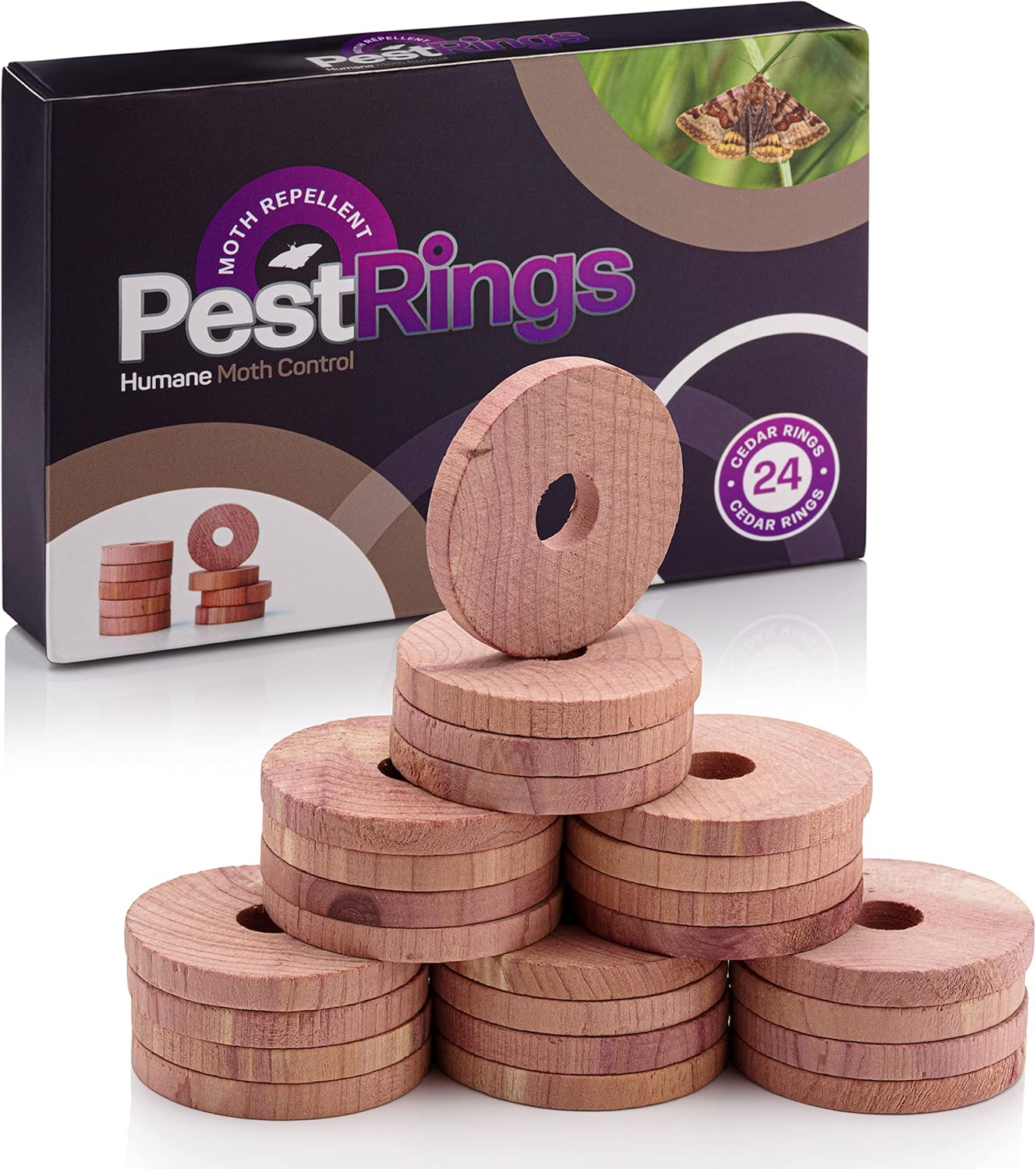 Moth Repellent, Pest Rings 24Pcs Cedar Rings, Moth Repellent for