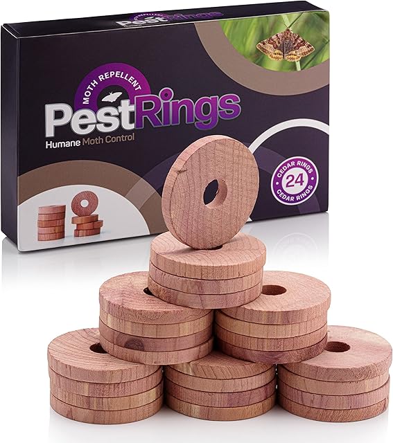 Moth Repellent, Pest Rings 24Pcs Cedar Rings, Moth Repellent for Wardrobe, Cedarwood Moth Repellent, Humane Replacement Moth Killer, Clothes Storage