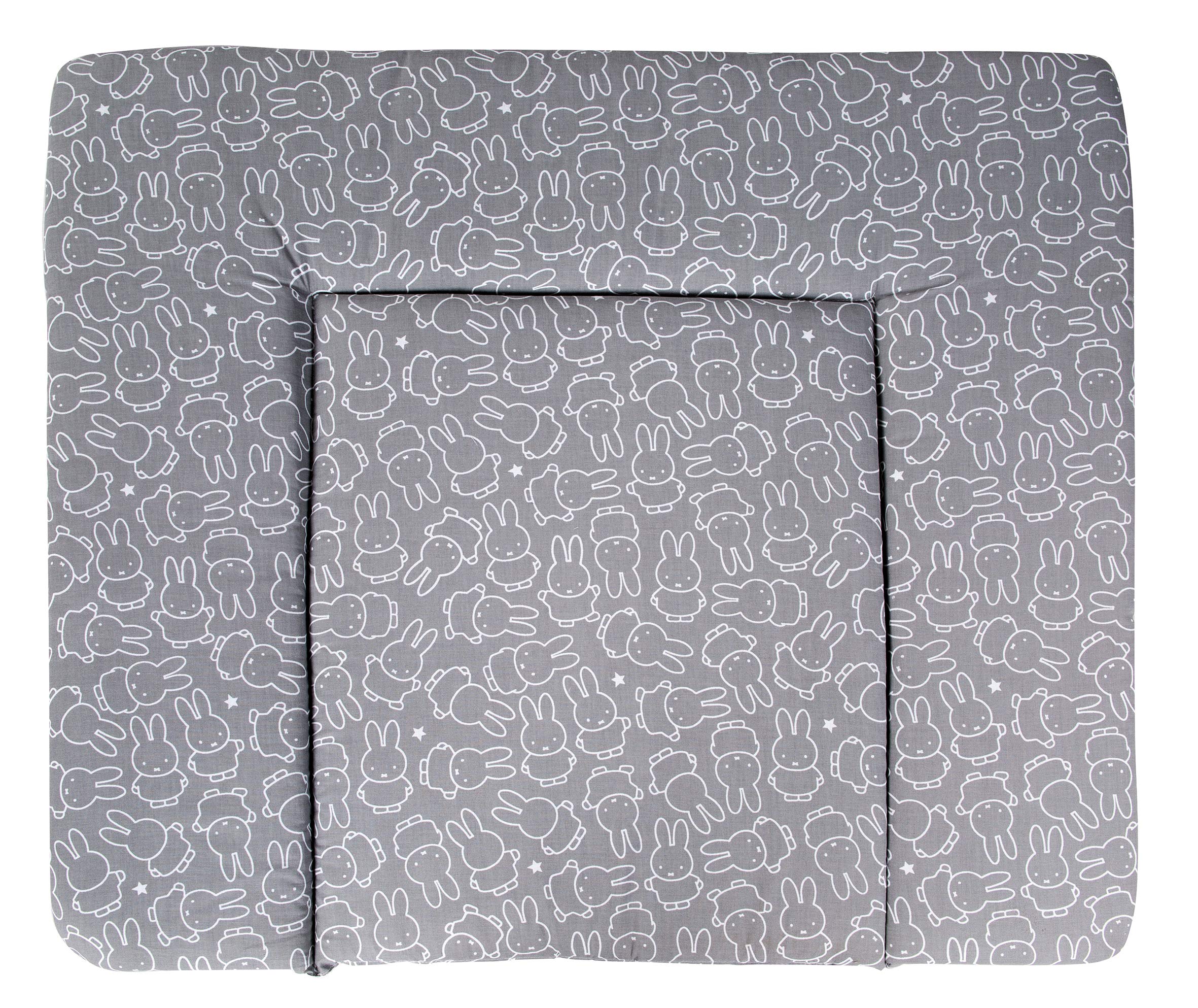 roba mata do przewijania miffy® – 85 × 75 cm – mata na przewijak powlekana PU – łatwa do czyszczenia – z motywem królika – biały/szary