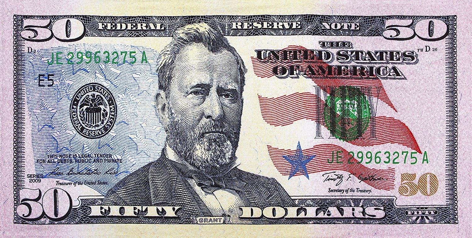 Bahia Collection by Dohler New 50 Dollar Bill Velour Brazilian Beach Towel 30x60 inches