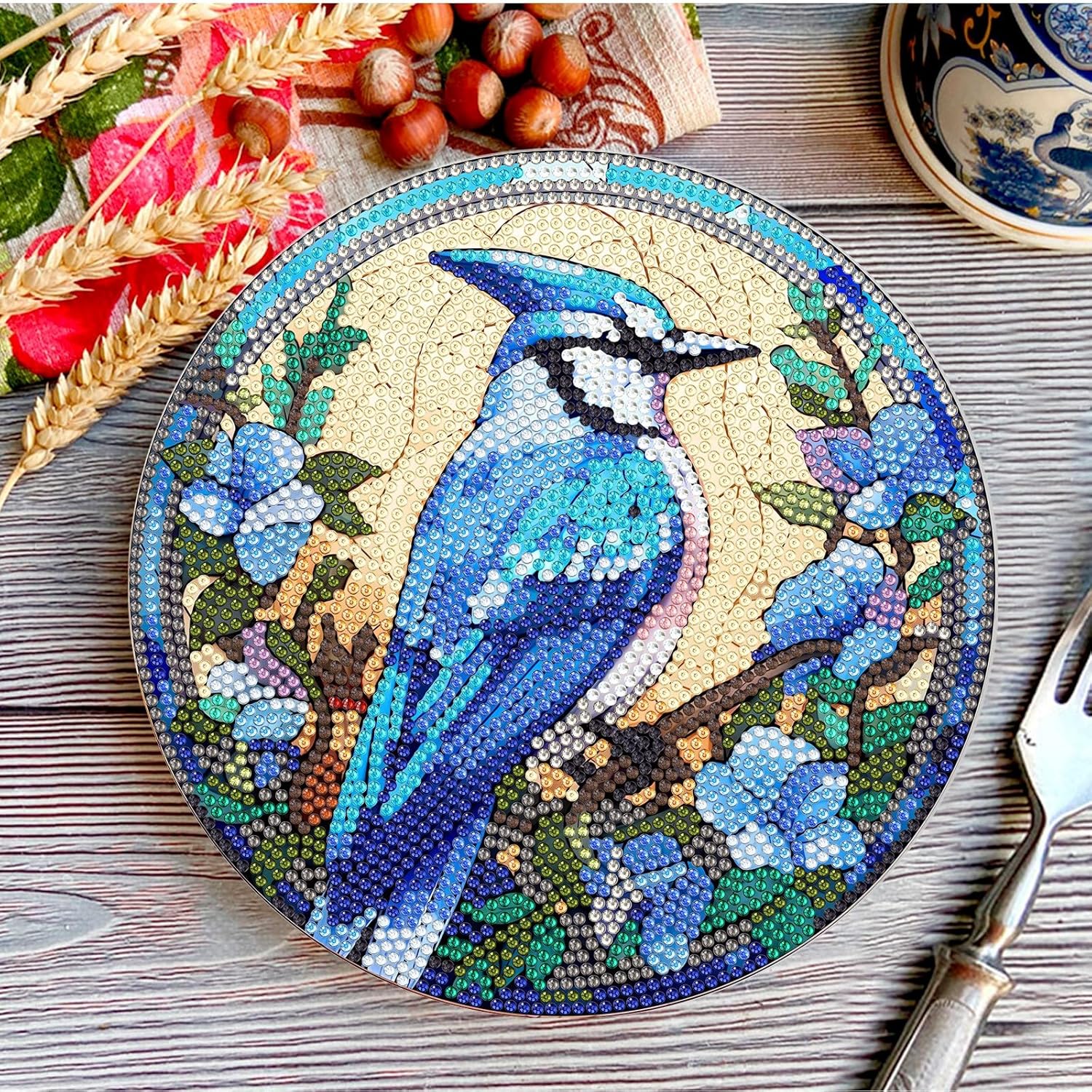 ARTopet 8Pcs DIY Diamond Art Painting Placemat Round Non-Slip Acrylic Table mats Modern Dining Table Kitchen Diamond Art Place mats Craft Supplies for Home Decor