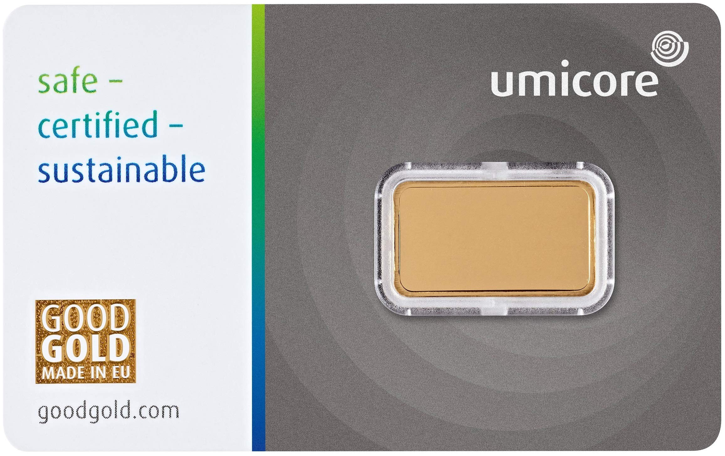 5 Gramm Goldbarren Umicore + Echtheitszertifikat - 5 g Gold - Feingold 999.9 - Prägefrisch - LBMA Zertifiziert