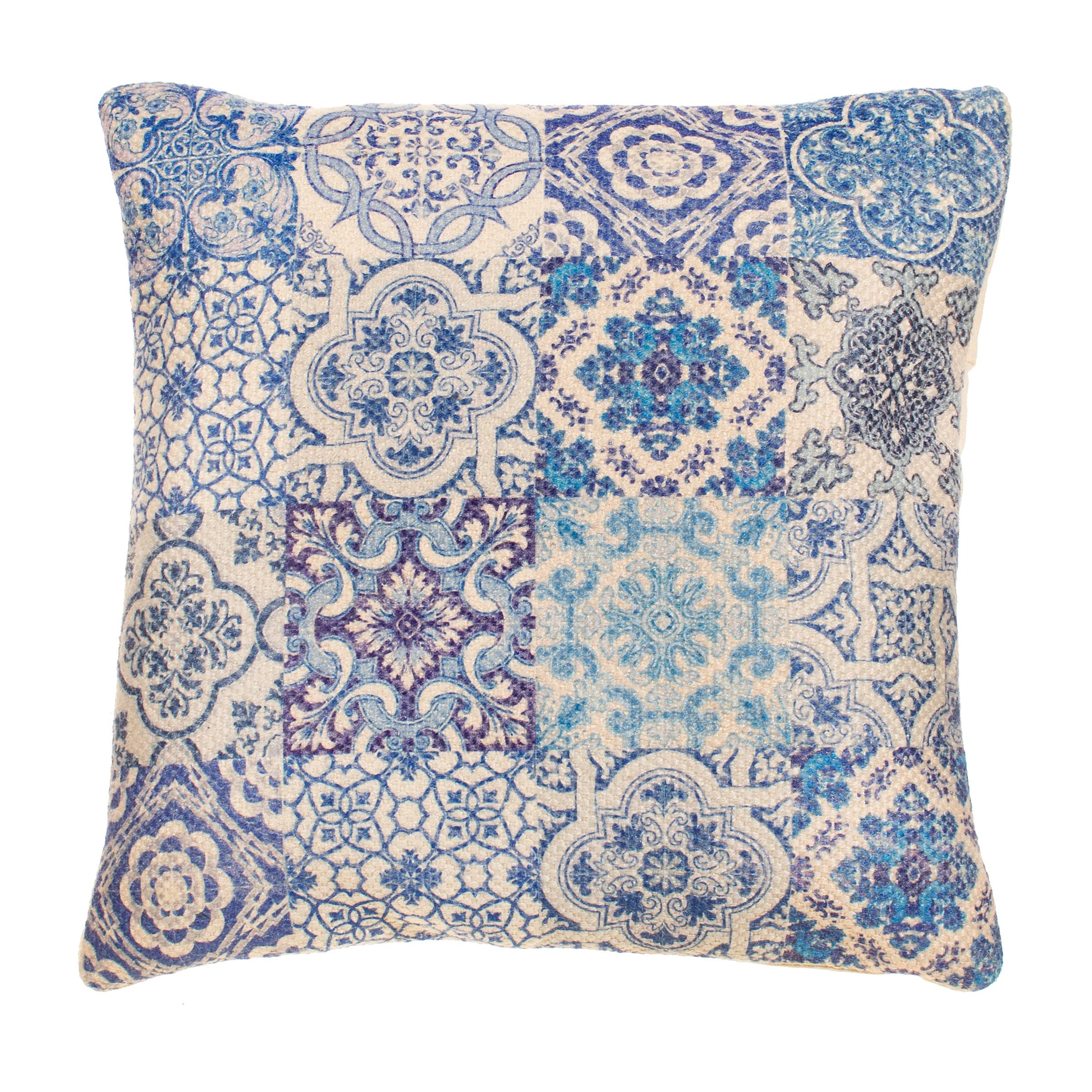 Coussin bleu imprimé carreaux Sass & Belle pour décoration de salon et chambre