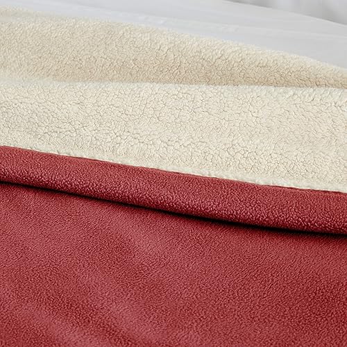 Miniatura 3 de Eddie Bauer Manta térmica eléctrica reversible de vellónsherpa con tecnología de bajo voltaje segura y cálida, tamaño Queen, secoya