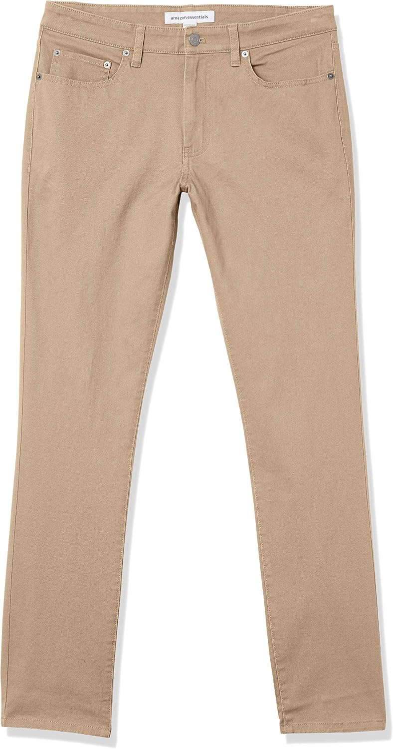 Amazon Essentials Men's Standard Skinny-Fit 5-Pocket Stretch Twill Pant, Khaki 32W x 30L