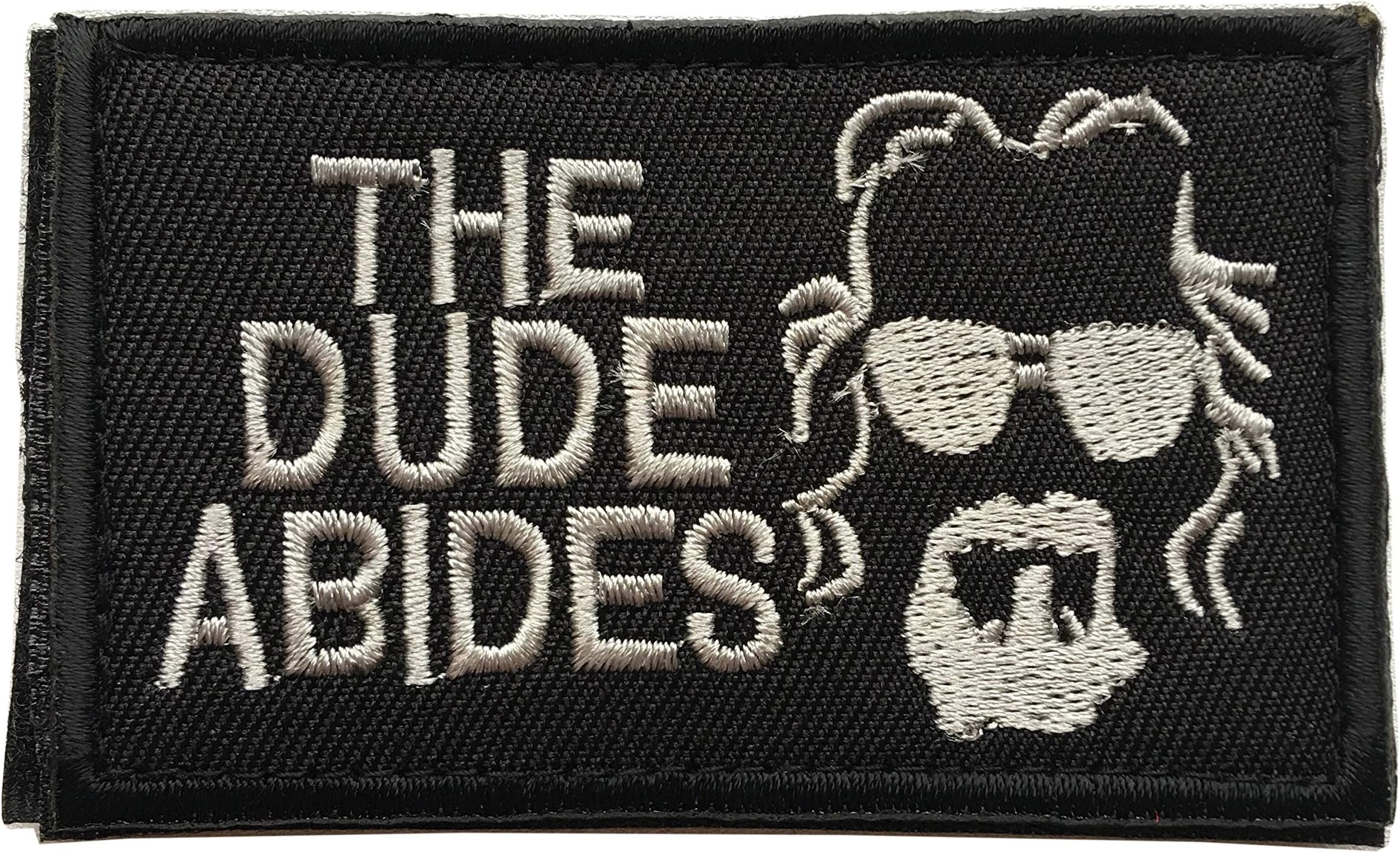 Big Lebowski The Dude Abides Pee Rug Patch. Perfect for Your Tactical Military Army Gear, Backpack, Operator Baseball Cap, Plate Carrier or Vest. 2x3" Hook Patch (A-Black)