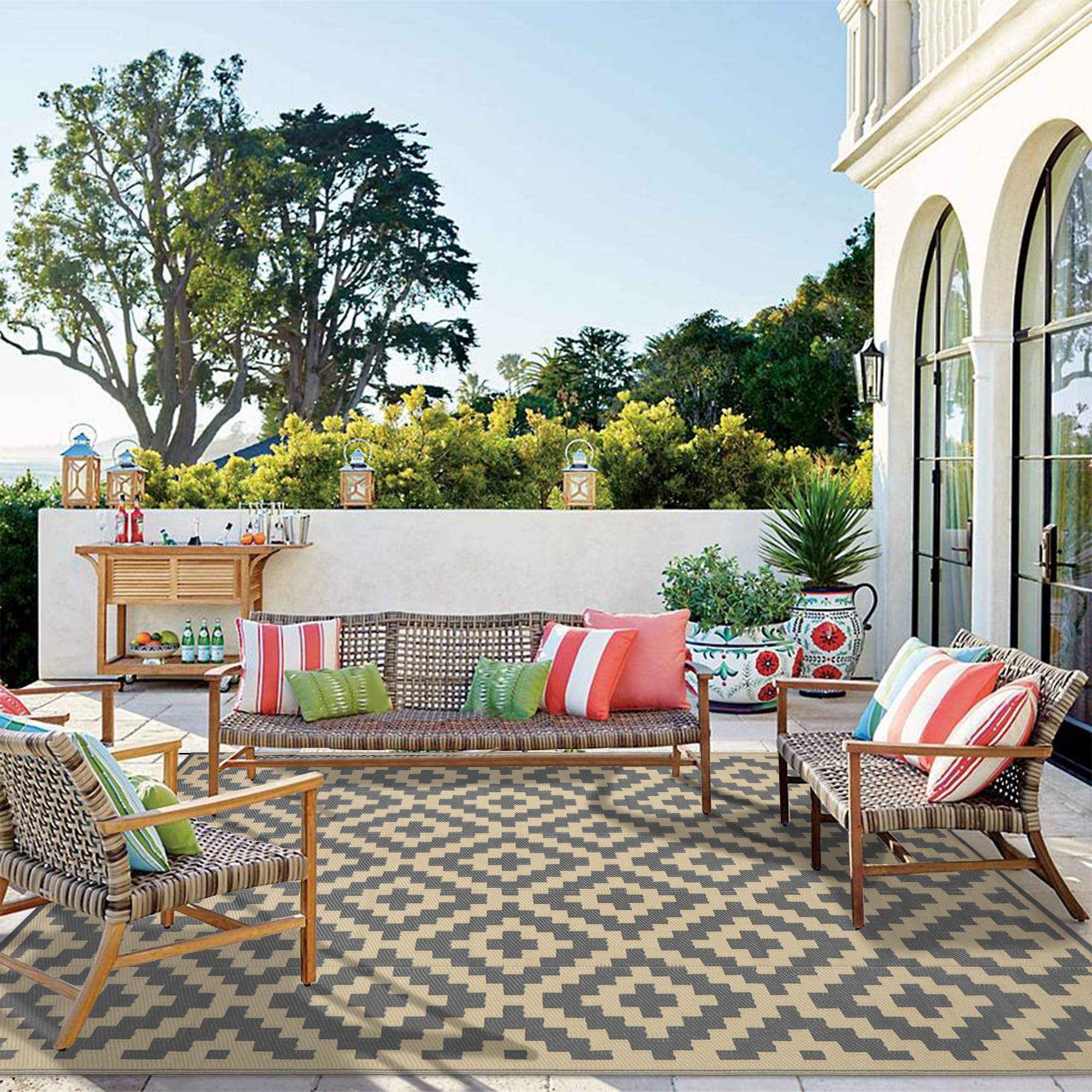 Amazon.com: SAND MINE 6 x 9 Ft Reversible Mats, Plastic Straw Rug