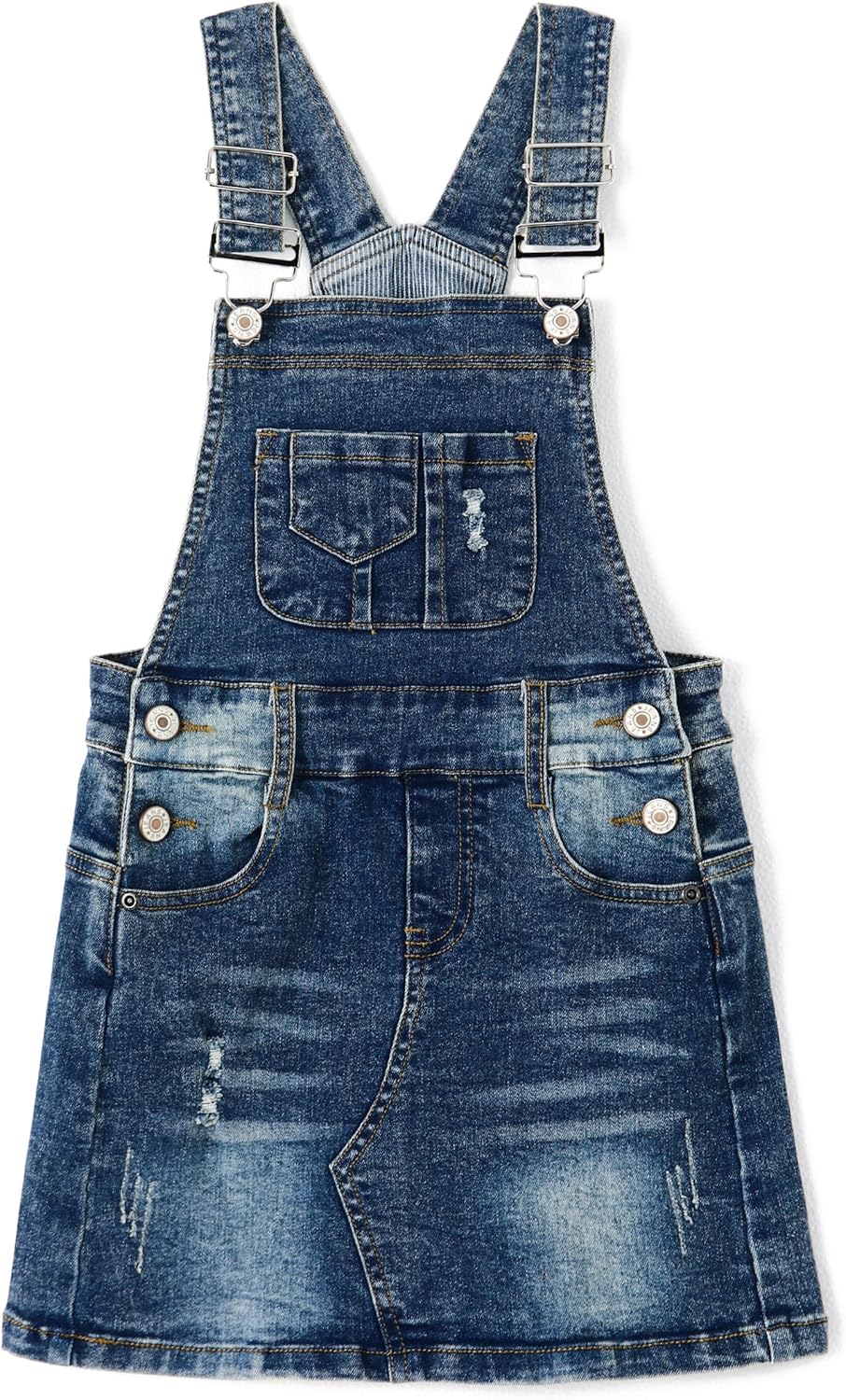 KIDSCOOL SPACE Baby Little Girls Skirt,Ripped Soft Strechy Denim Girls Summer Overalls Dress