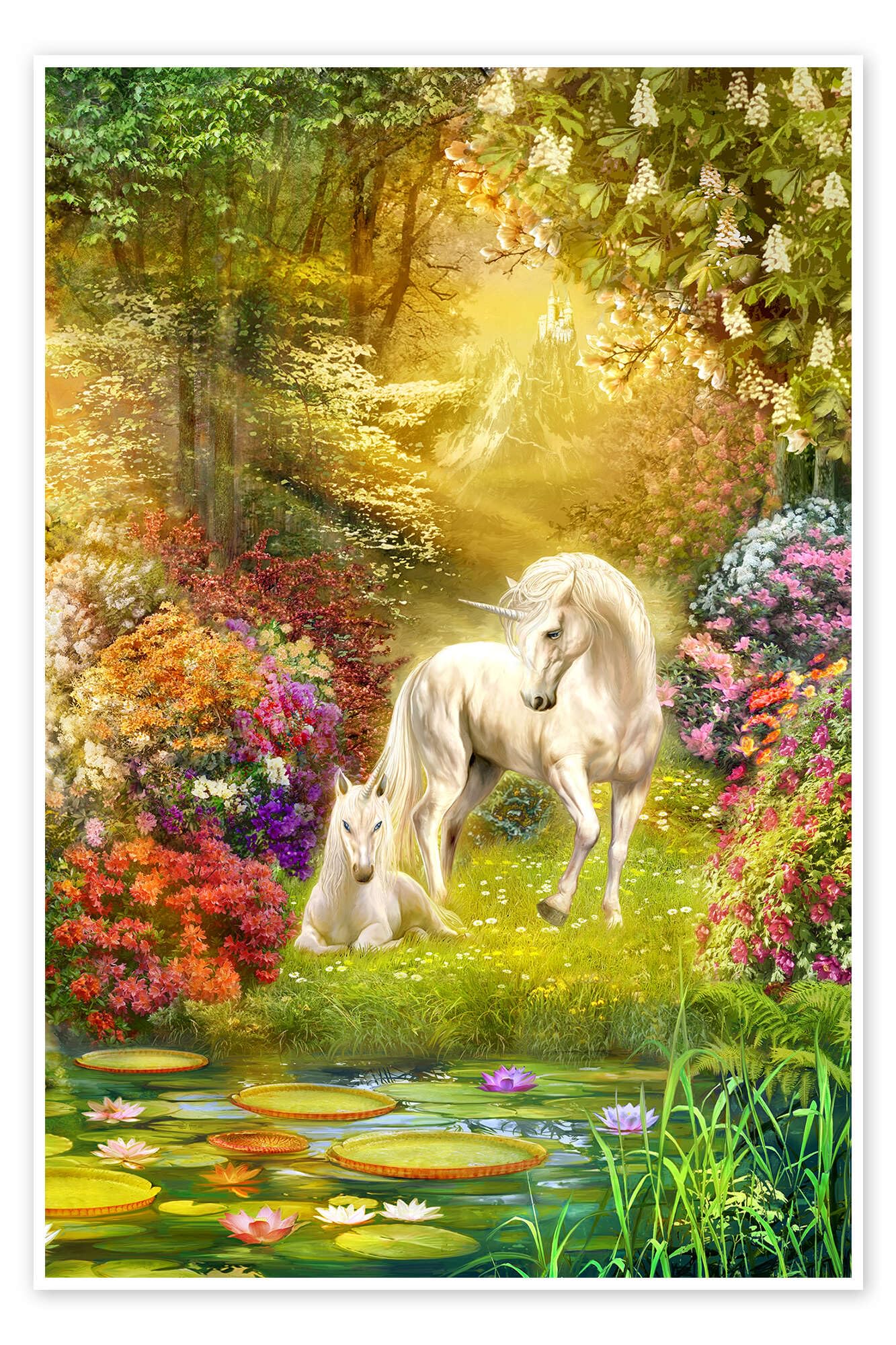 Unicorns in the garden Plakat