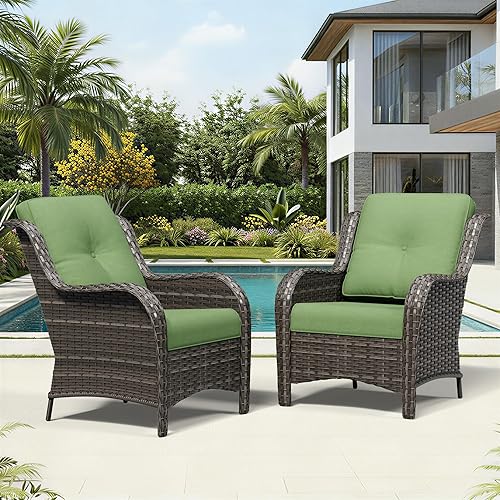 Joyside Patio Chairs Set of 2, Wicker Patio Furniture with
