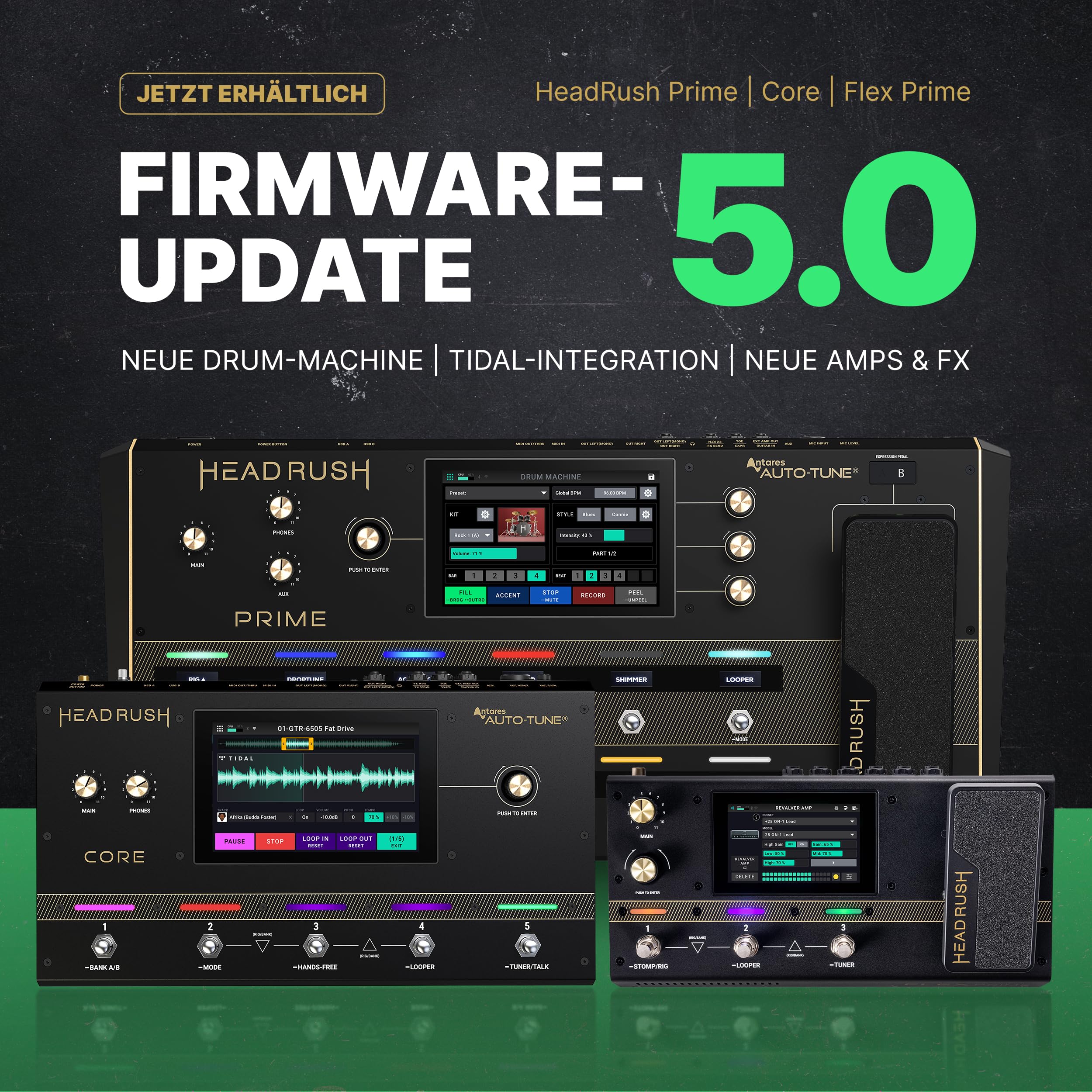 HeadRush Core - Gitarre und Vocal Multi Core Effekt Amp Modelling Prozessor mit Cloning, Looper, Antares Auto-Tune, WLAN, Touchscreen und Bluetooth
