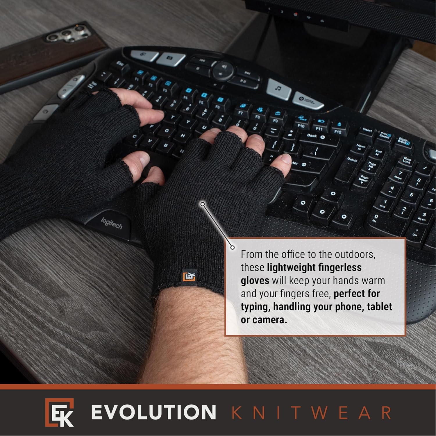 Evolution Knitwear Alpaca Knit Fingerless Gloves - Made in the USA - Super Soft Baby Alpaca - Large