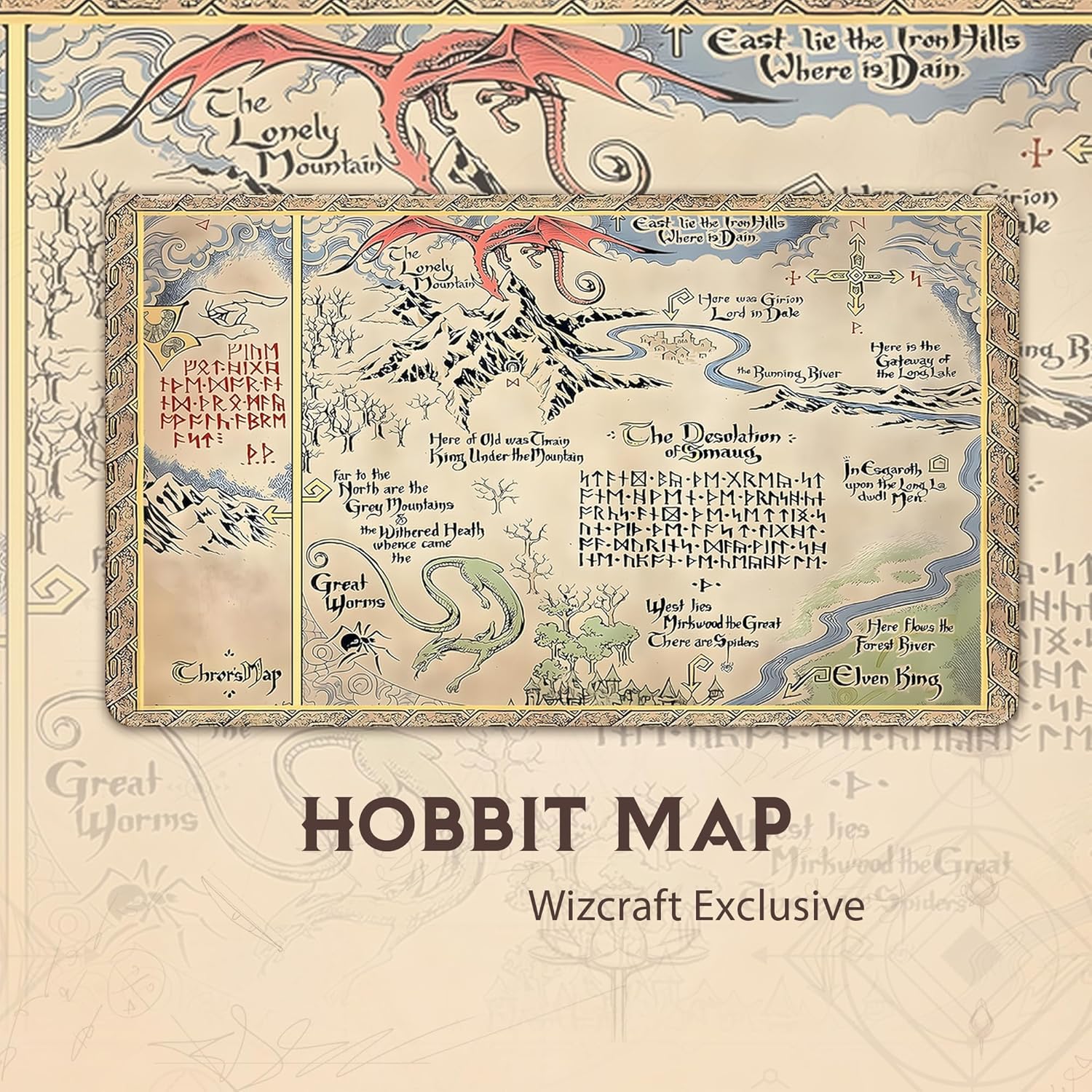 Hobbit Map (Stitched) - MTG Playmat - Compatible with Magic The Gathering Playmat - Play MTG, YuGiOh, TCG - Original Play Mat Art Designs & Accessories