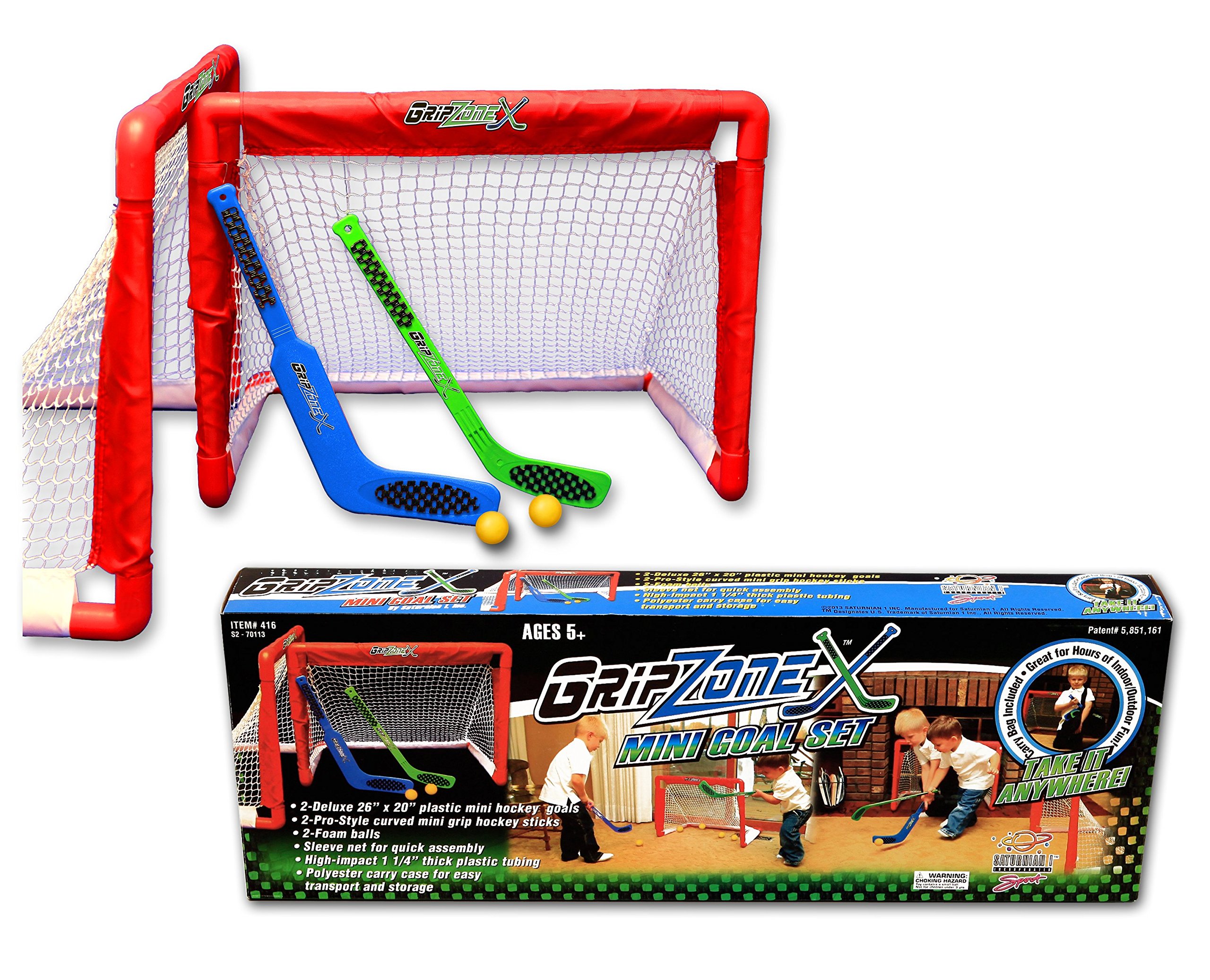 Grip Zone Fun Gripper Mini Hockey Goal Set 2-Nets and 2-Sticks by: Saturnian I