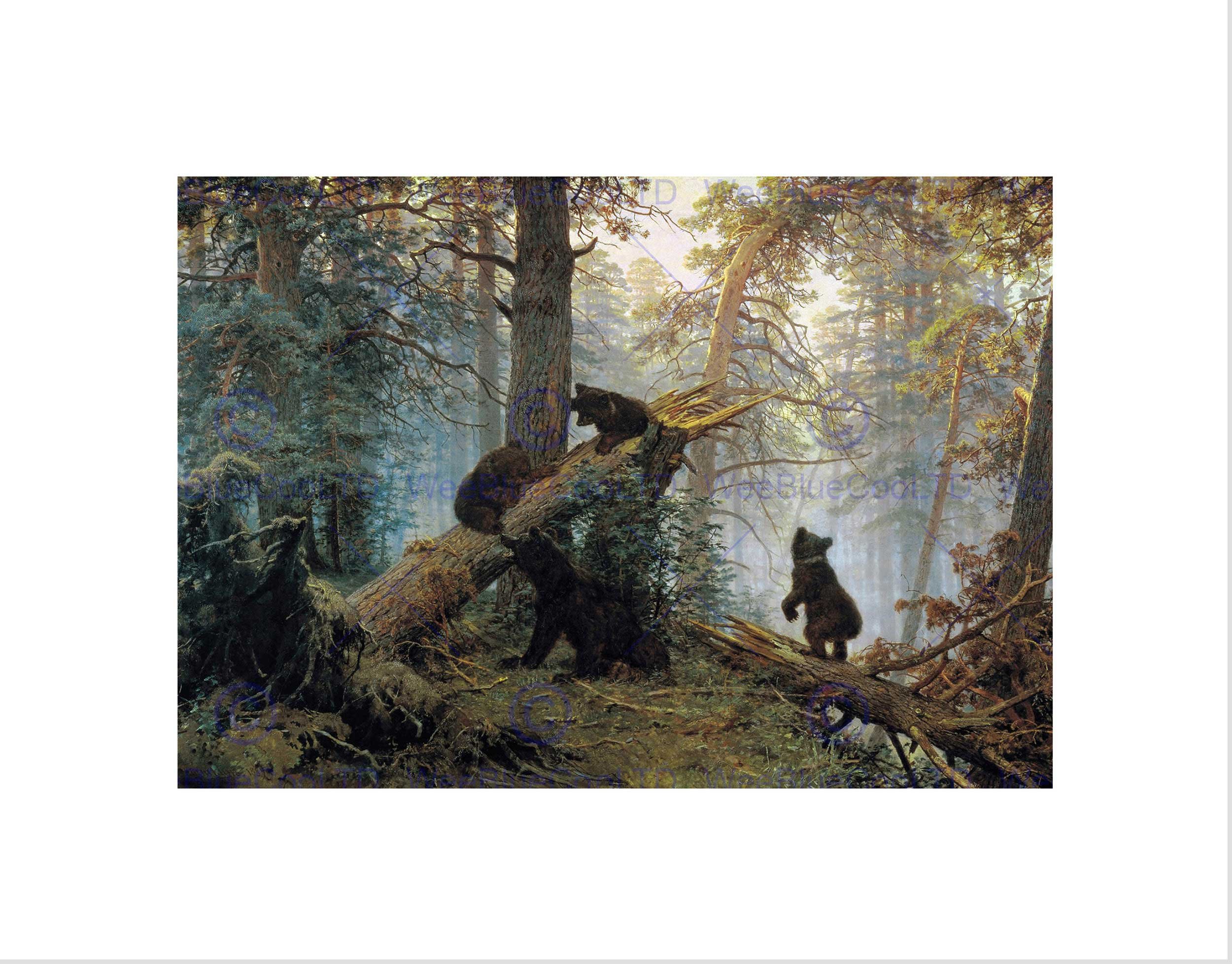 Wee Blue Coo Shishkin Morning In Pine Forest Wall Art Print