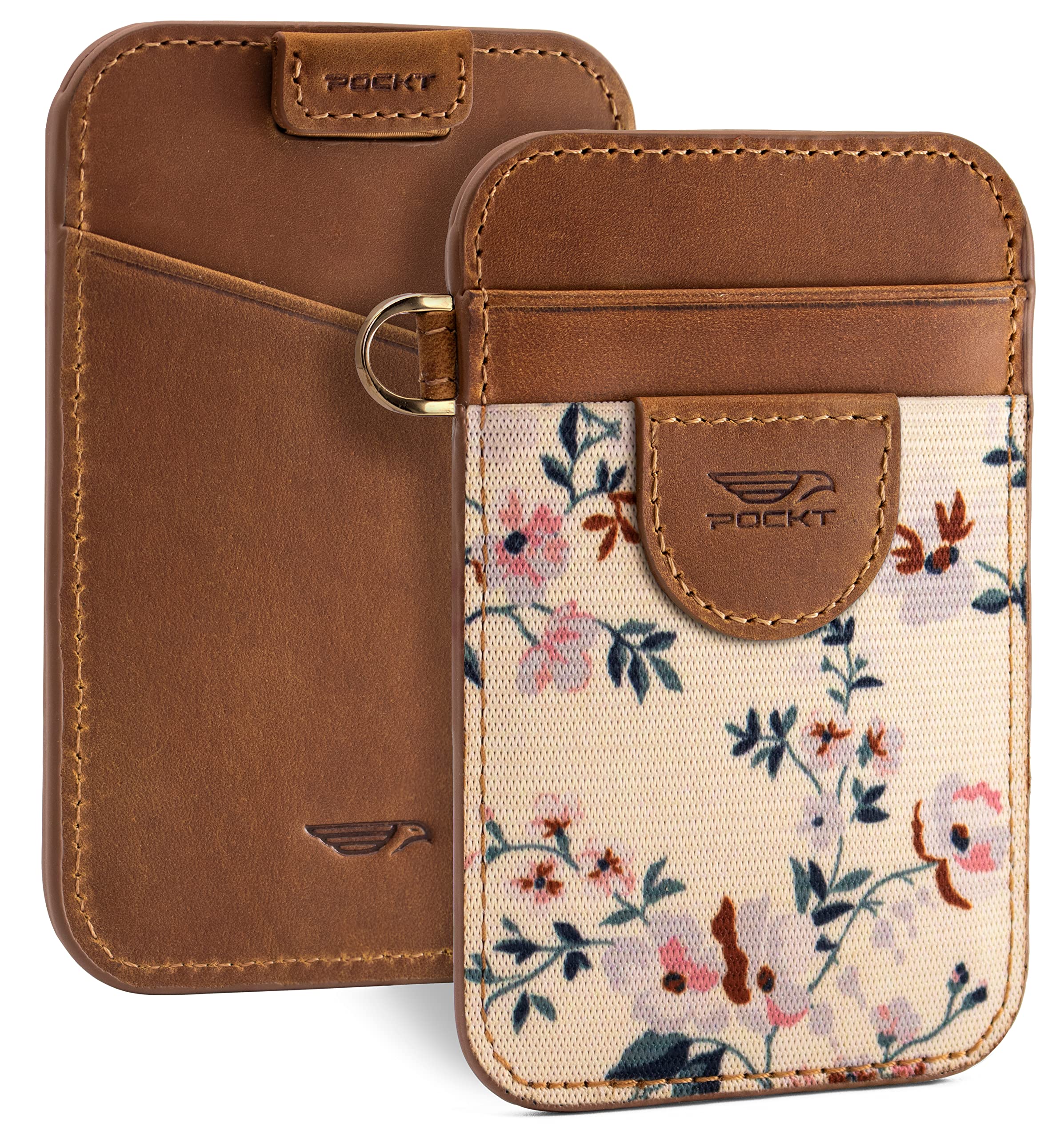 POCKTSlim Card Holder Wallet for Men and Women - Minimalist Front Pocket Wallet Elastic Credit Card Holder Genuine Leather RFID Blocking Card Case Wallets