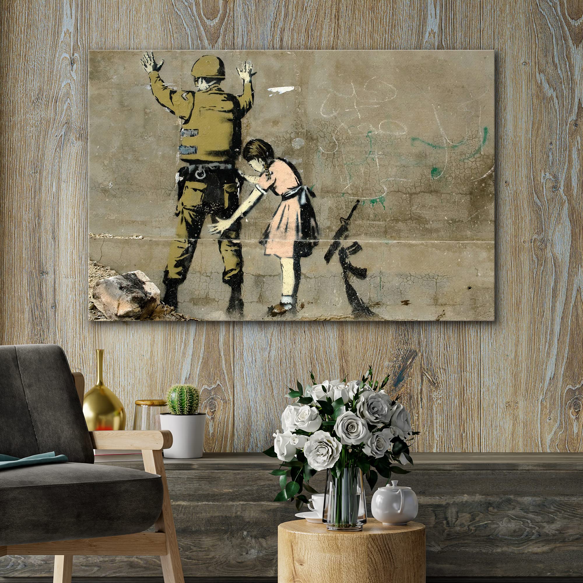 Tableau Banksy – Child Soldier – Toile Banksy Graffiti Déco Los Angeles