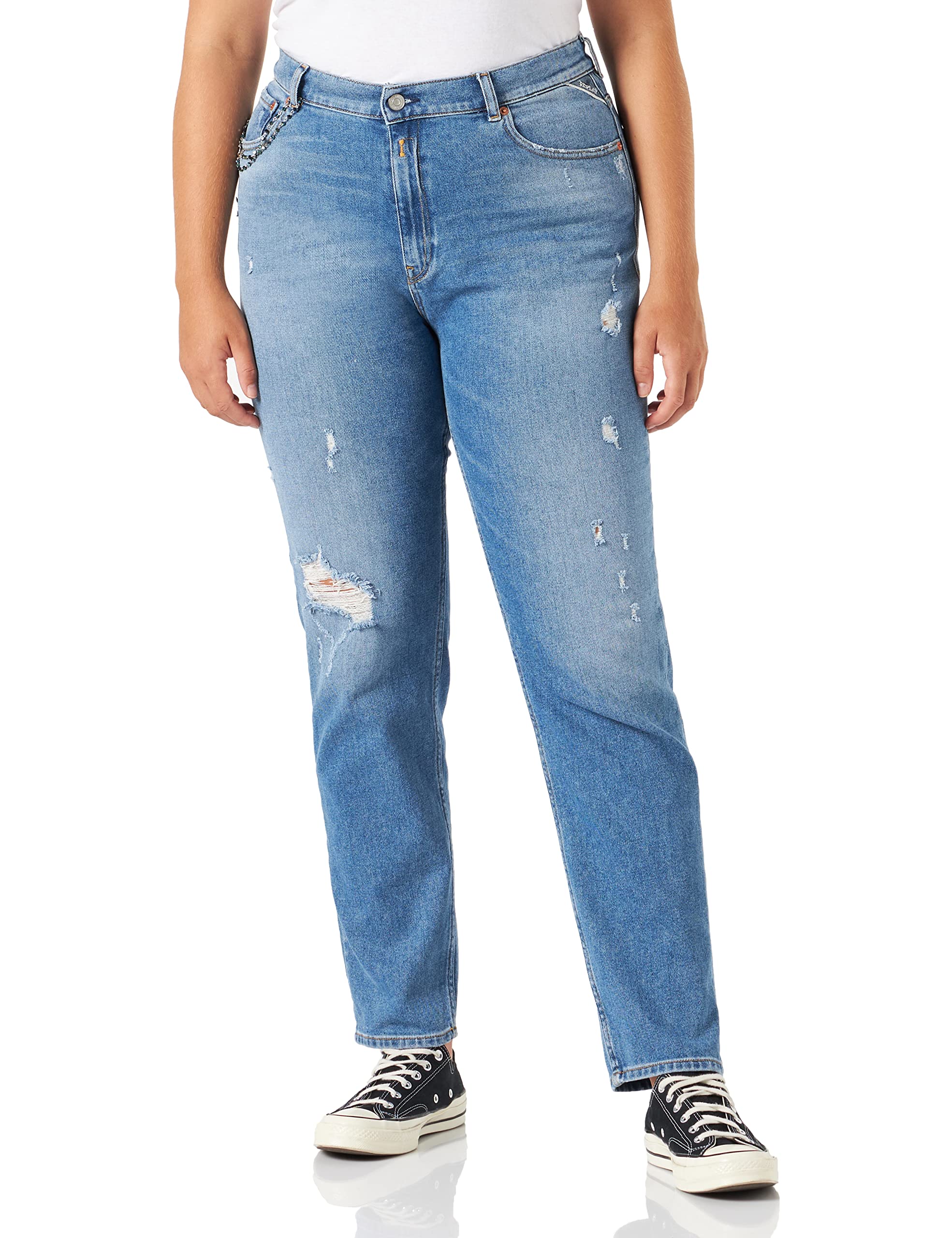 REPLAY Women's Kiley Jeans, 009 Medium Blue, 30W x 30L