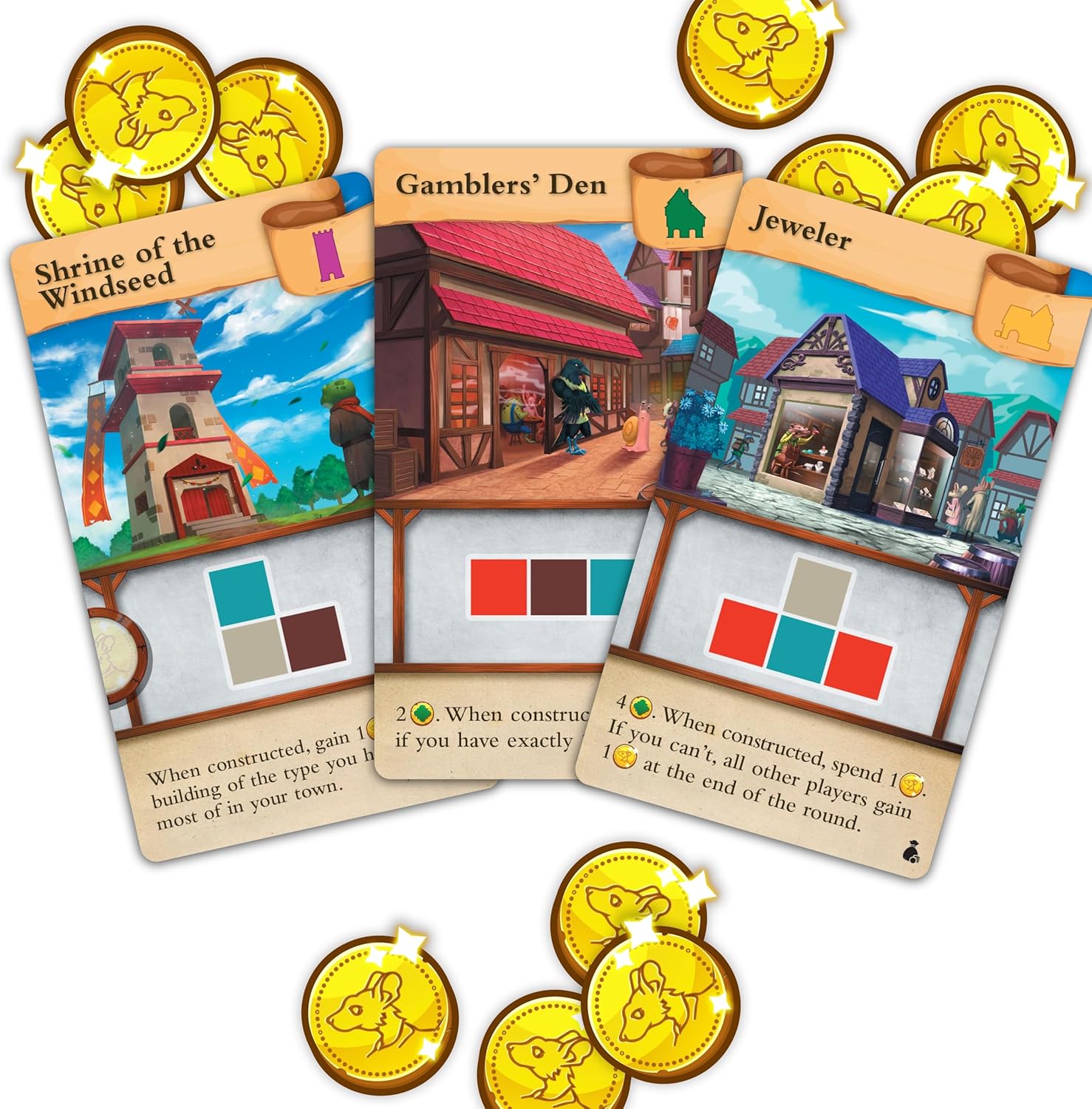 AEG Tiny Towns: Fortune Expansion | Adds New Buildings, Introduces Money | Clever use of Limited Resources determines Success | 1-6 Players | Ages 14+