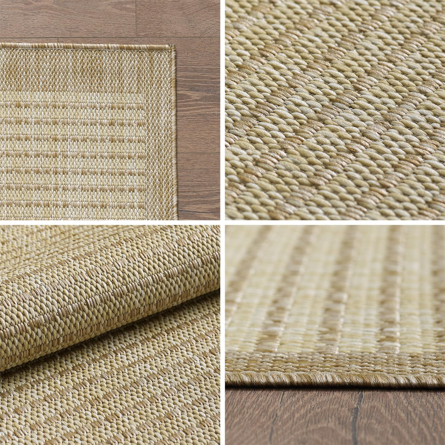Carpetsale24 Tapis pour l'intérieur et l'extérieur - Résistant aux intempéries - 200 cm - Rond - Beige uni - Lavable - Imperméable - Facile d'entretien et tissé à plat - Idéal pour balcon, jardin