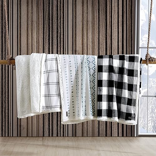 Miniatura 6 de Eddie Bauer - Manta King, ropa de cama reversible de vellón de sherpa, lana cuadriculada, decoración del hogar para todas las estaciones (cuadros