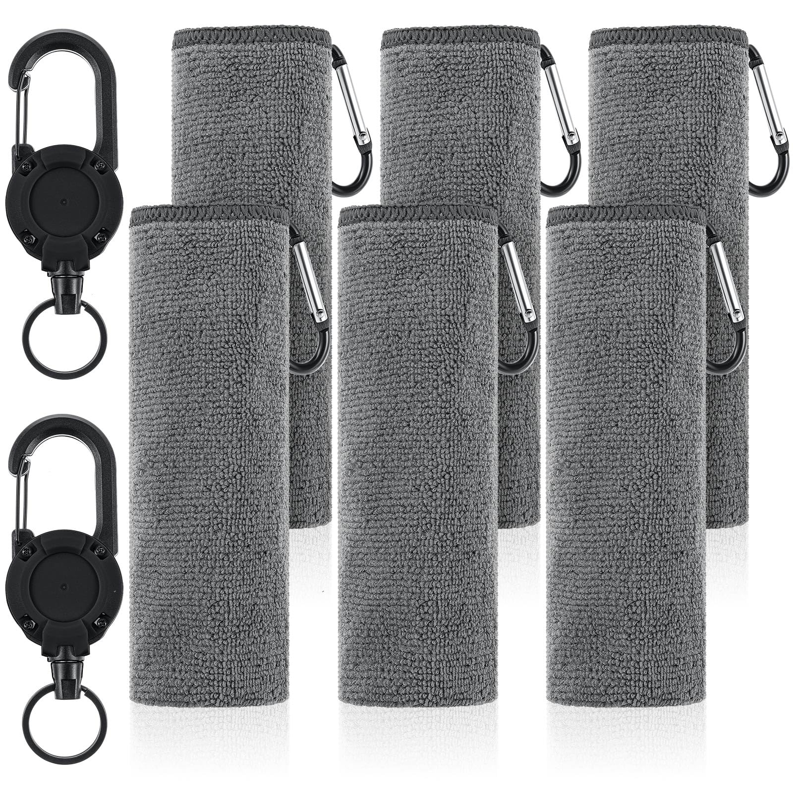 Arrowbash 6 Pcs Fishing Towels with Clip and Heavy Duty Zinger Retractor 16'' x 16'' Absorbent Microfiber Fishing Bait Towels for Boat Fly Fishing