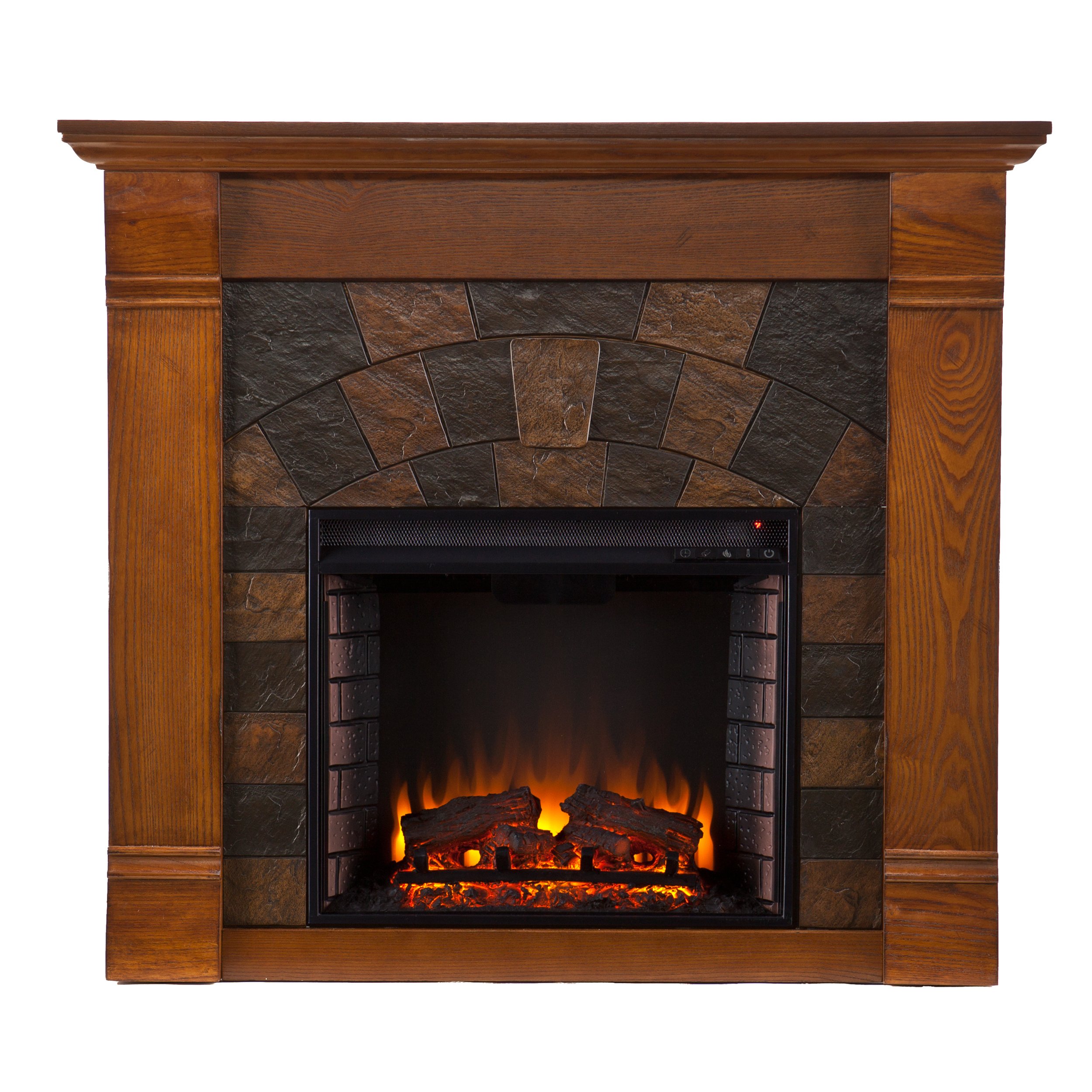 Amazon.com: SEI Furniture Elkmont Earth Tone Tile Electric Fireplace, Salem  Antique Oak : Home u0026 Kitchen