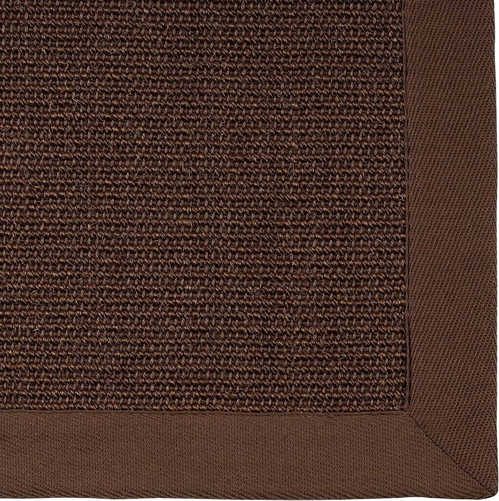 KARAT Tapis en Sisal 100% Naturel avec Bordure en Coton de couleur assortie pour Salon Couloir Chambre,Antidérapant Antistatique,Dos en Latex Bonne adhérence au Sol (Amazonas Marron foncé, 160x230 cm)