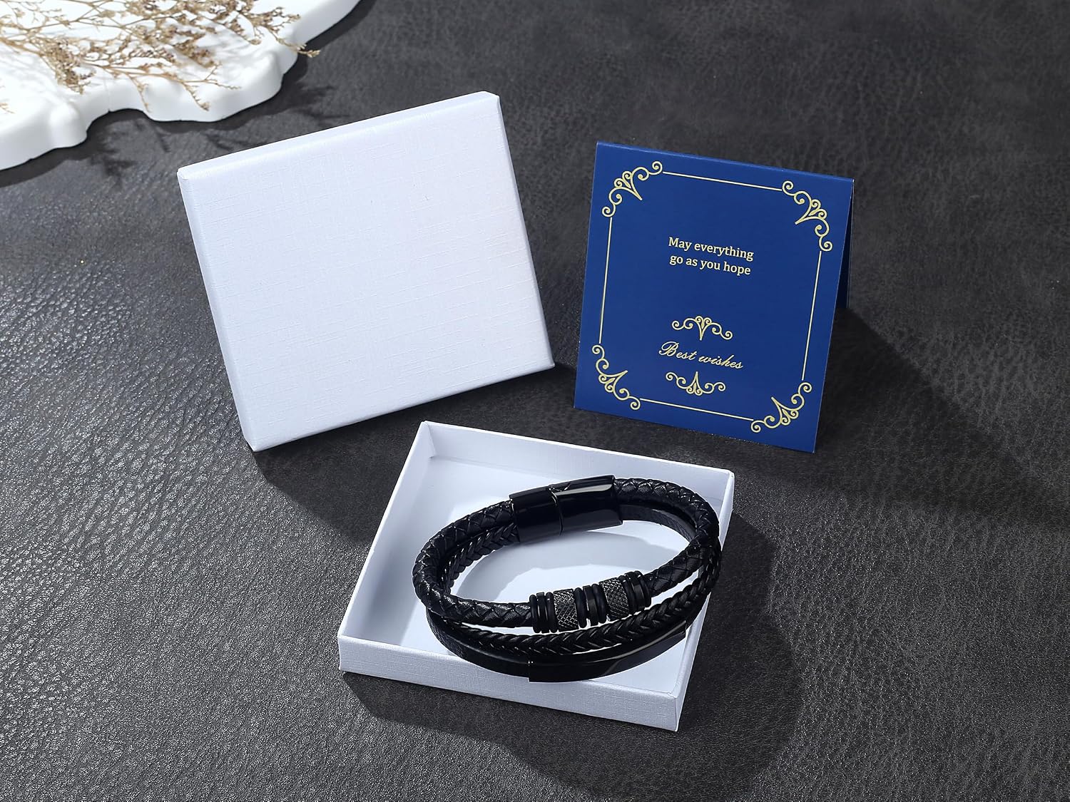 XIANNVXI Premium Mens Braided Leather Bracelet for Men
