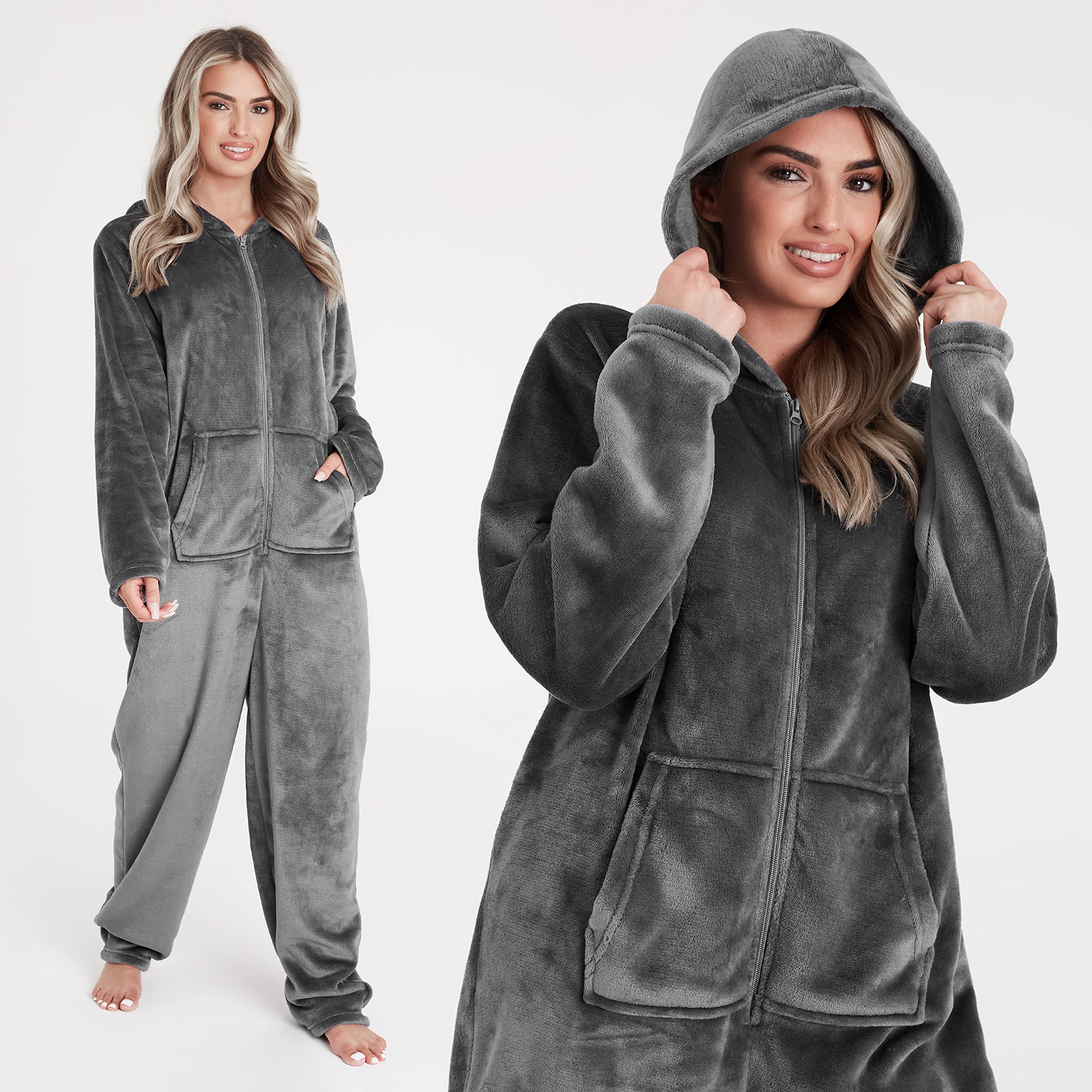 CityComfort Pigiama Intero Donna - Pigiamone Intero in Pile S-XL Caldo e Morbido