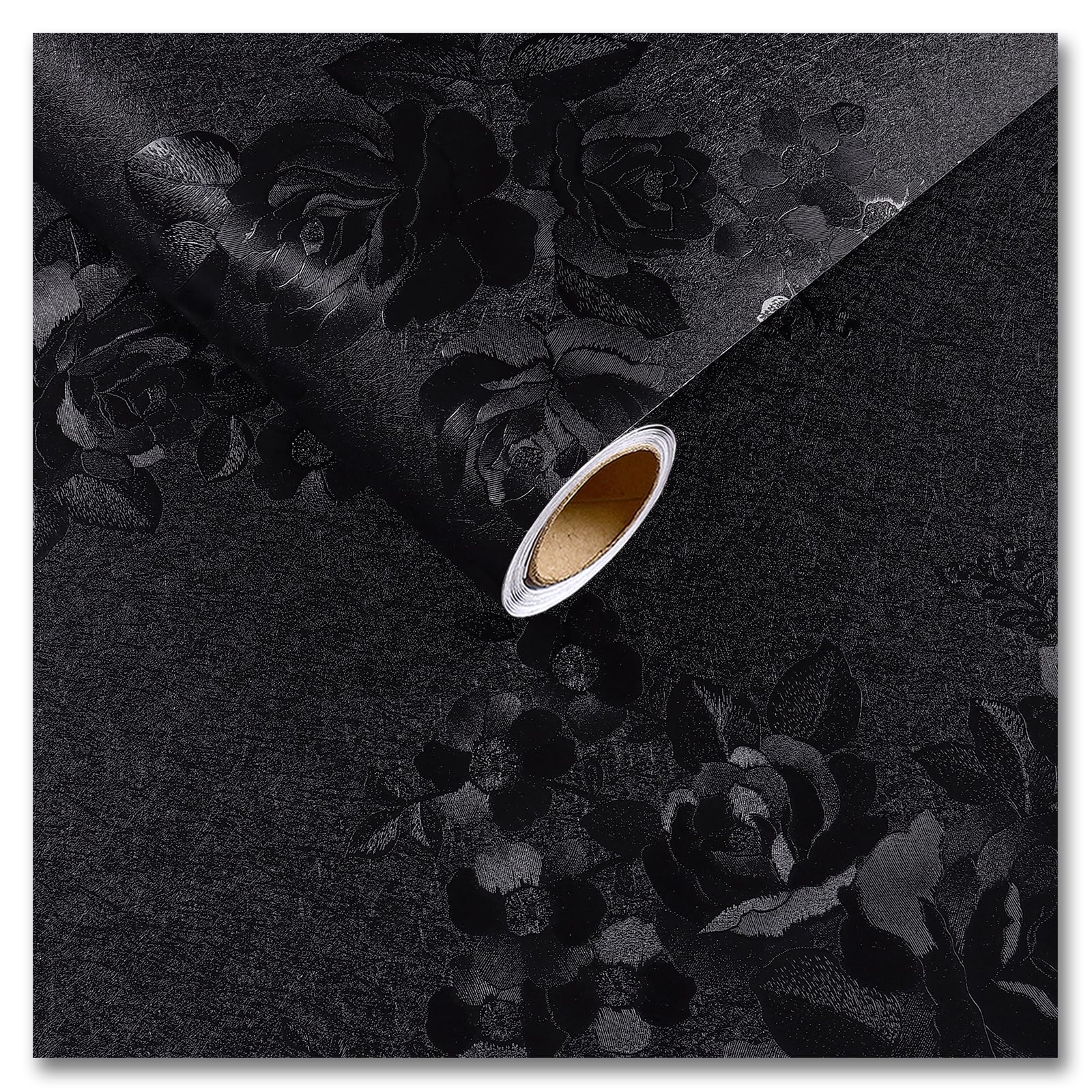 Papier peint autocollant texturé noir imperméable CRE8TIVE pour décoration mate