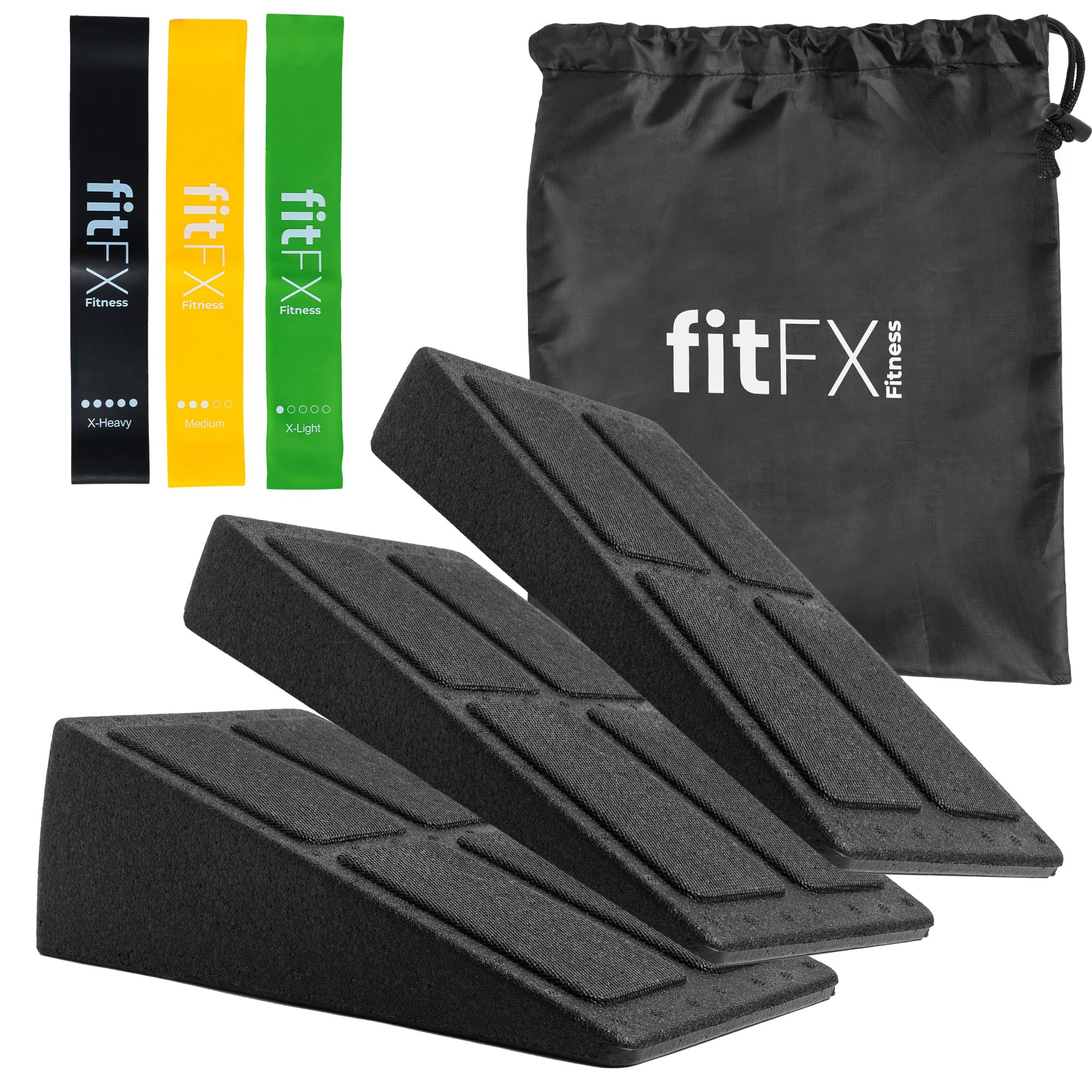 Squat Wedge Block Bundle Set- 2023 NEW Upgraded EPP Squat Wedge Block Slant Board For Squats Anti-Slip Stackable - 3pcs Squat Wedges, 3 Resistance Bands, 12 Anti Slip Pads, Carry Bag and