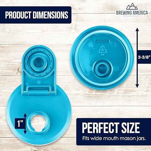 Miniatura 64 de Mason Jar Lids Wide Mouth Plastic 4 pack-USA Made-Flip Cap Screw Top Pour Spout Drink Hole - Leak-proof for Kerr and Ball Canning Jars - Airtight
