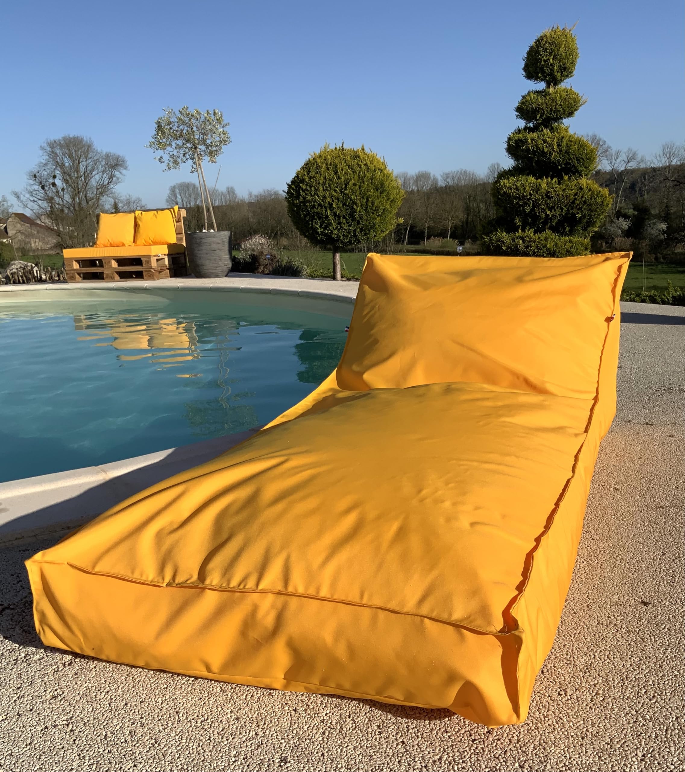 Générique Pouf de Jardin géant transat de terrasse ou Piscine | Bain de Soleil (Jaune)