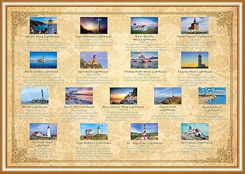 Miniatura 2 de Rompecabezas de faro americano para adultos, 1000 piezas, naturaleza, playa, paisaje, paisaje, collage, posters, rompecabezas, rompecabezas