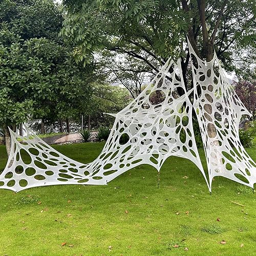 Miniatura 6 de XIMISHOP Telas de araña elásticas gigantes Telas de araña de Halloween de 350 pies cuadrados para patio, jardín, césped, decoración de fiestas en