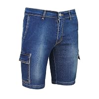 Evoga Jeans Pantaloni Corti Uomo Cargo Blu Denim con tasconi Laterali (46)