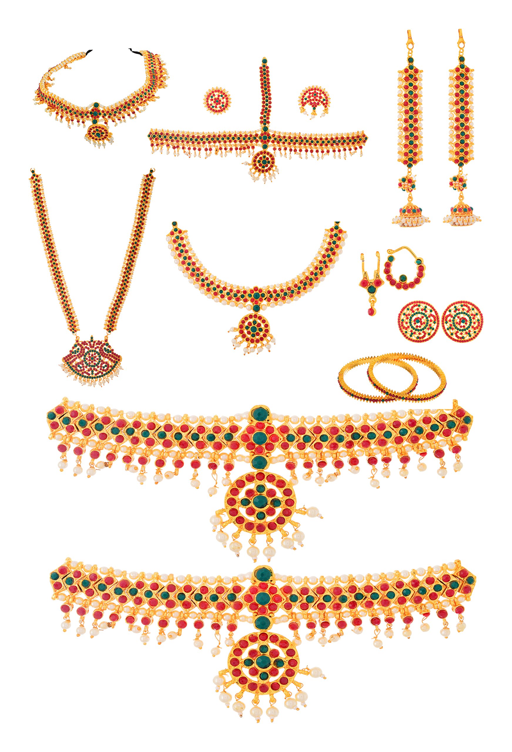 UG PRODUCTS Gold Copper Set Bharatanatyam Jewellery with All The 10 Separate Ornaments for Women (B01LOXYLEM) Amazon Price History, Amazon Price Tracker