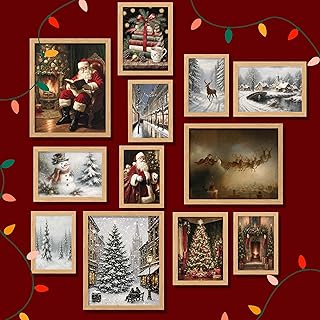 29 Picture Wall Ideas For Bedrooms That Feel Cozy And Personal 107 97 Decor Vintage Christmas Prints Unframed - Moody Christmas Pictures Wa...