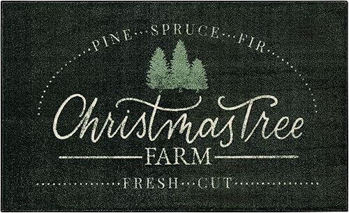 Miniatura 3 de Mohawk Home Alfombra navideña de granja de árbol de Navidad de 2 x 3 pies 4 pulgadas, perfecta para cocina, entrada, cuarto de servicio