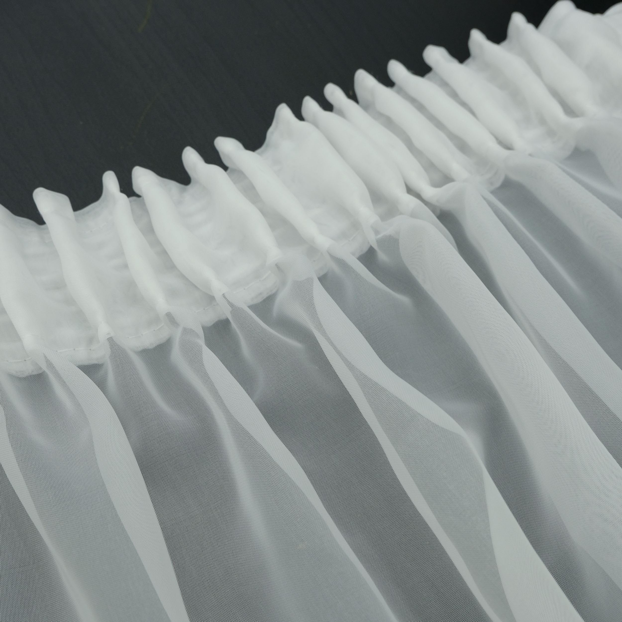 Voile Gardine Weiß mit Kräuselband Halbtransparent