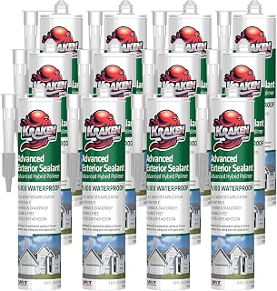 Kraken Bond 100% Waterproof Hybrid Sealant - All Purpose Construction Adhesive for DIY&Professional Users, Great Bond to Metal, Wood, Glass, Paintable Advanced Exterior Sealant | 12 Pack, 9.8 Fl. Oz.