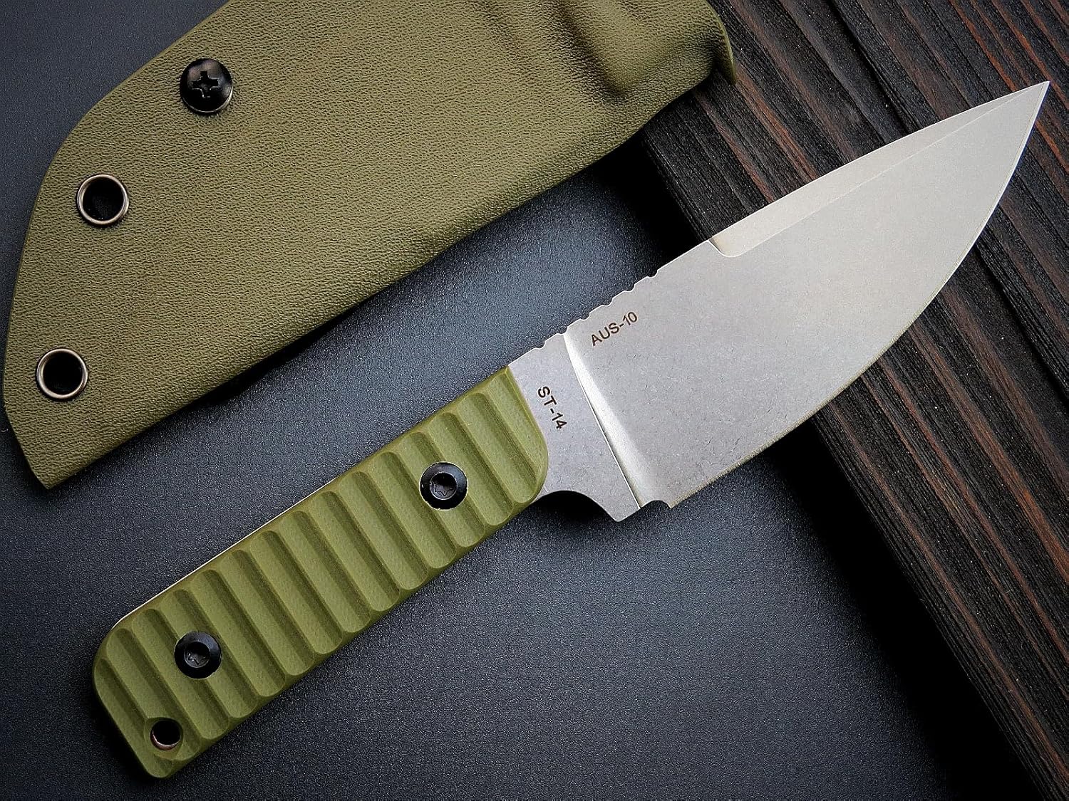 Sitivien ST14 Fixed Blade Knife AUS-10 Steel Blade G10 Handle Full Tang EDC Tool Knife for Outdoor Camping Hiking Hunting Adventure Bushcraft(Green)